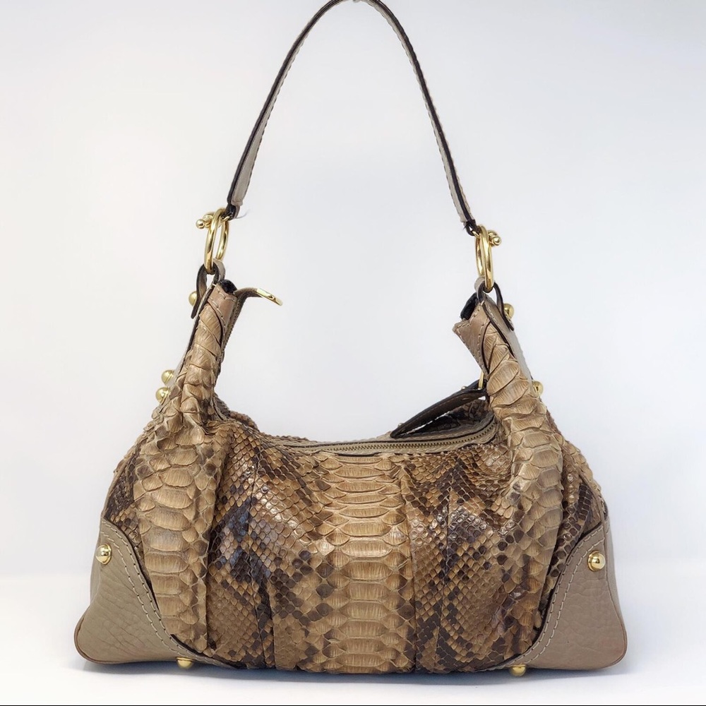 Gucci Python Jockey Bag Brown